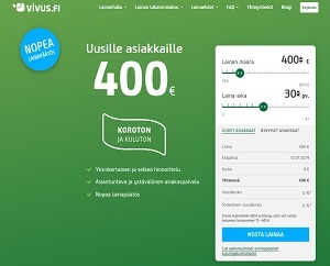 Vivus.fi on helppo laina uusille asiakkaille 400 euroa, kun ilmaista lainaa