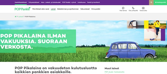POP Pankki pikalaina ja jousto sähköisesti suoraan netistä